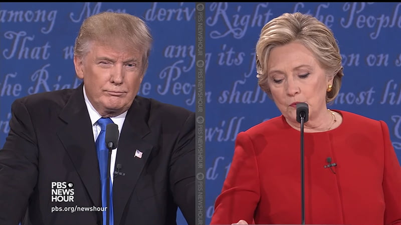 Donald Trump & Hilary Clinton Presidential Debate Body Language Analysis. Trump frowns and squints his eye in a gesture that mimicks the "evil eye" concept of wishing someone evil and ill will. 