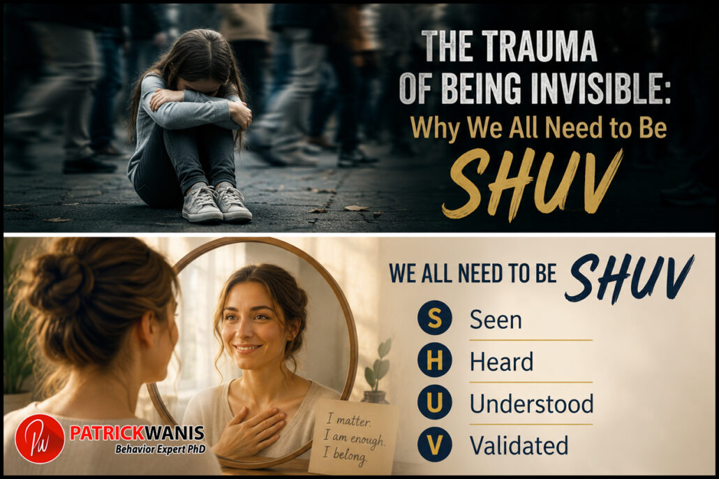 The Trauma of being invisible and never being SHUV - seen, heard, understood or validated. A Child sitting alone in a crowded space, symbolizing the trauma of feeling unseen, unheard, misunderstood, and unvalidated during childhood.